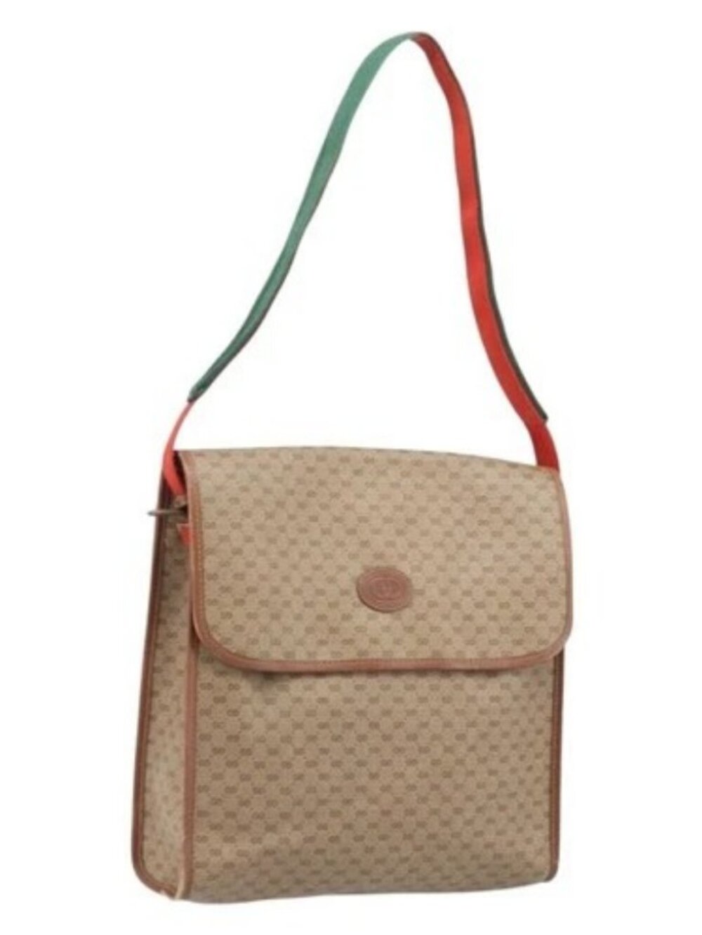 GUCCI Micro GG Supreme Web Sherry Line Shoulder Bag PVC Beige Gold Auth 174437